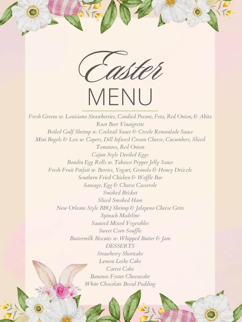 Easter Brunch Menu 2024